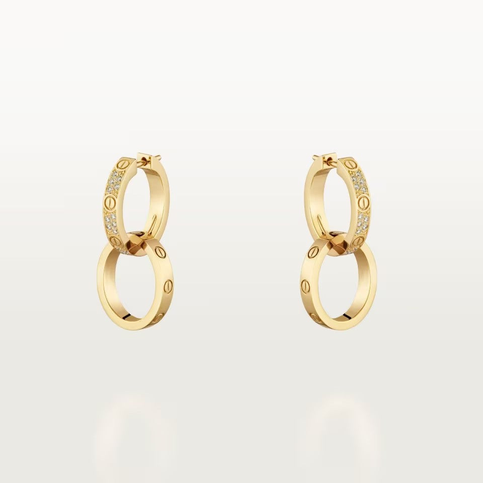 [Ornora Jewelry]LOVE 3.3MM DANGLE HALF DIAMOND EARRINGS