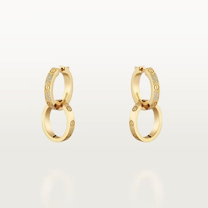 [Ornora Jewelry]LOVE 3.3MM DANGLE HALF DIAMOND EARRINGS