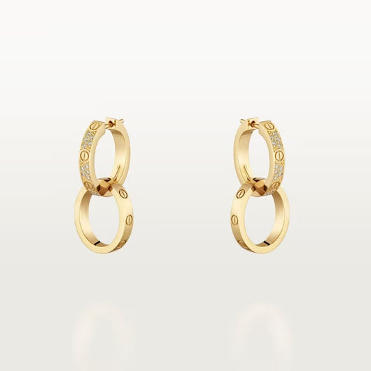 [Ornora Jewelry]LOVE 3.3MM DANGLE HALF DIAMOND EARRINGS