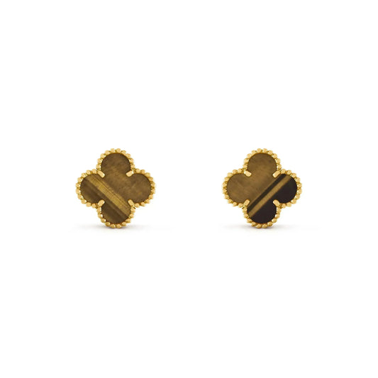 [Ornora Jewelry]CLOVER MEDIUM 1 MOTIFS TIGER EYE EARRINGS