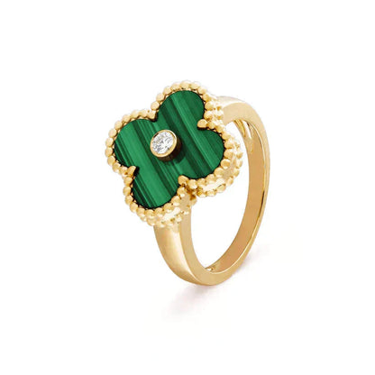 [Ornora Jewelry]CLOVER MALACHITE RING GOLD DIAMOND