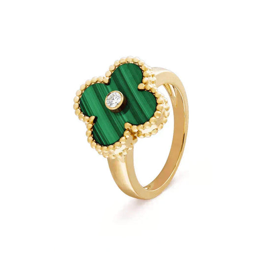 [Ornora Jewelry]CLOVER MALACHITE RING GOLD DIAMOND