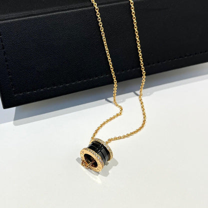 [Ornora Jewelry]ZERO 1 BLACK CERAMIC DIAMOND PINK GOLD NECKLACE